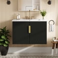 thumbnail image 3 of Euroco 30-Inch Wall-Mounted Bathroom Vanity with Glossy Ceramic Sink, Dual Soft-Close Doors, and Adjustable Shelf,, 3 of 9
