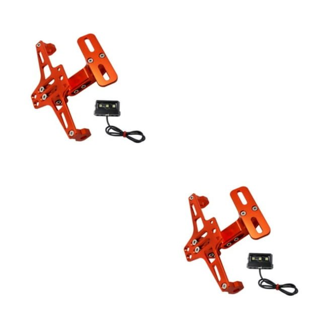 ZheElen Bracket Aluminum Moto Accessories Lightweight License Number Plate Holder Frame Registration Plates Mount with LED Light Orange 2PCS