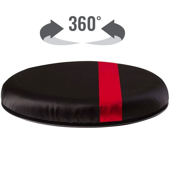 HealthSmart 360 Degree Swivel Seat Cushion, Chair Assist for Elderly, Swivel Seat Cushion for Car, Twisting Disc, Black with Red Stripe, 12.5 Inches in Diameter