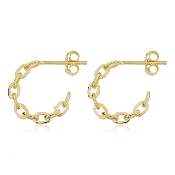 Au Naturale 14k Yellow Gold Oval Link Open Hoop Earrings - Minimalist Jewelry for Women