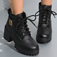 thumbnail image 5 of Xfvqtps Womens Chunky Heel Ankle Boots Lace up Round Toe British Style Martin Boots for Women Fashion Comfortable Winter Casual Booties for Daily Wear Black, 5 of 5