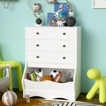 Catrimown White Tall Dresser for Bedroom, 3 Drawer Dresser Wood, Vinatge Toy Dresser for Girls and Boys, White