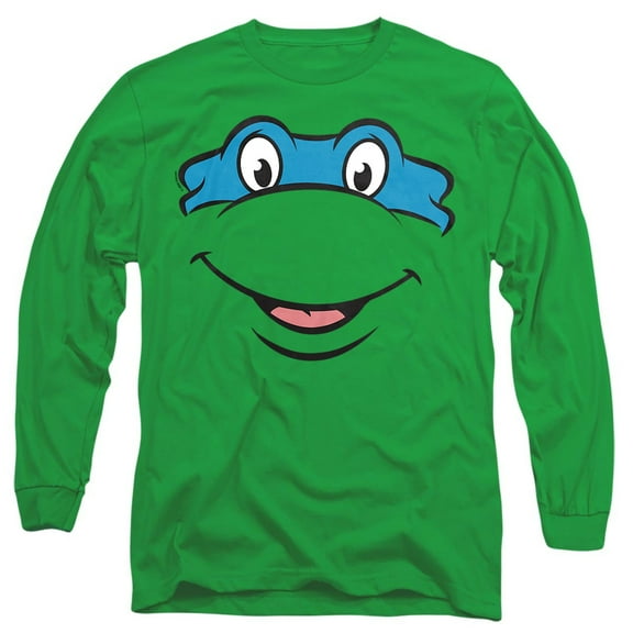 Teenage Mutant Ninja Turtles Leonardo Smile Unisex Adult Long-Sleeve T Shirt, Kelly Green, 3X-Large