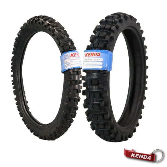 Kenda Trakmaster K760 80/100-21 Front and 100/90-19 Rear Tires for Motorcycles, Dirt Bikes, and City Bikes - Durable Off-Road & Street Performance with Keychain (2 Pack)