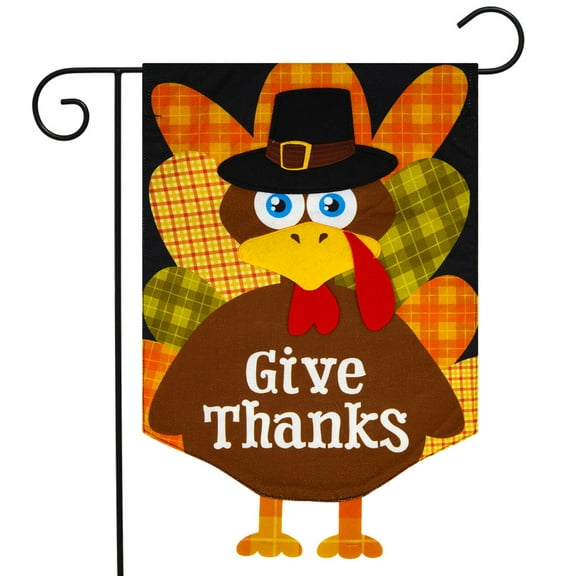 Briarwood Lane Give Thanks Turkey Holiday Burlap Garden Flag