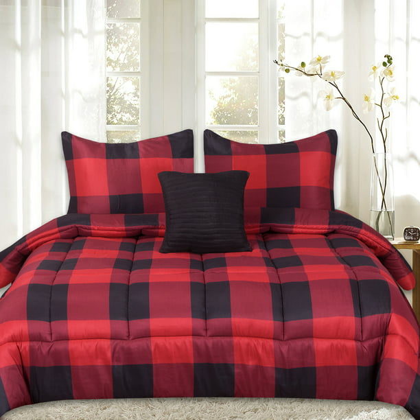Buffalo Plaid Reversible Down, Red And Black Plaid Twin Bedding