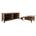 thumbnail image 5 of Home Design Kittery TV Stand with Storage Shelves and Caribou Lift-Top Coffee Table Set, Rustic Entertainment Center with Hidden Storage for Living Room, Brown, 5 of 17