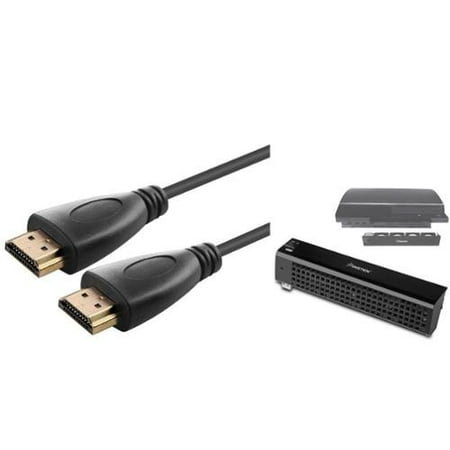 Insten Black USB Cooling Cooler 4-Fan+10Ft High Speed HDMI Cable 3m For PS3 20GB 60GB