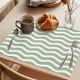 thumbnail image 3 of Sage Green Placemats Set of 8 Modern Abstract Waves Water Ripple Striped Place Mats Indoor Wipeable Table Mats Washable Cloth Dining Table Placemats for Kitchen Holiday Party Home Decor 13x19 Inch, 3 of 9