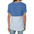 thumbnail image 2 of asdoklhq Womens Plus Size Tops Clearance,Women's Casual Stripe Splicing O-neck Short Sleeve Loose T-Shirt Tops, 2 of 7