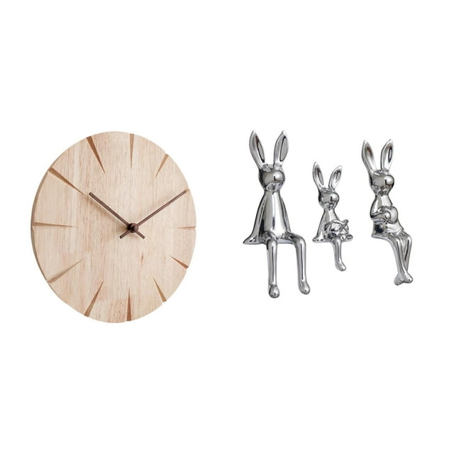 Reloj de pared redondo,Reloj de pared de madera para decoración de sala de estar,Reloj de pared de madera para dormitorio creativo,Escultura de figura,Estatua sentada Figura Escultura Adorno