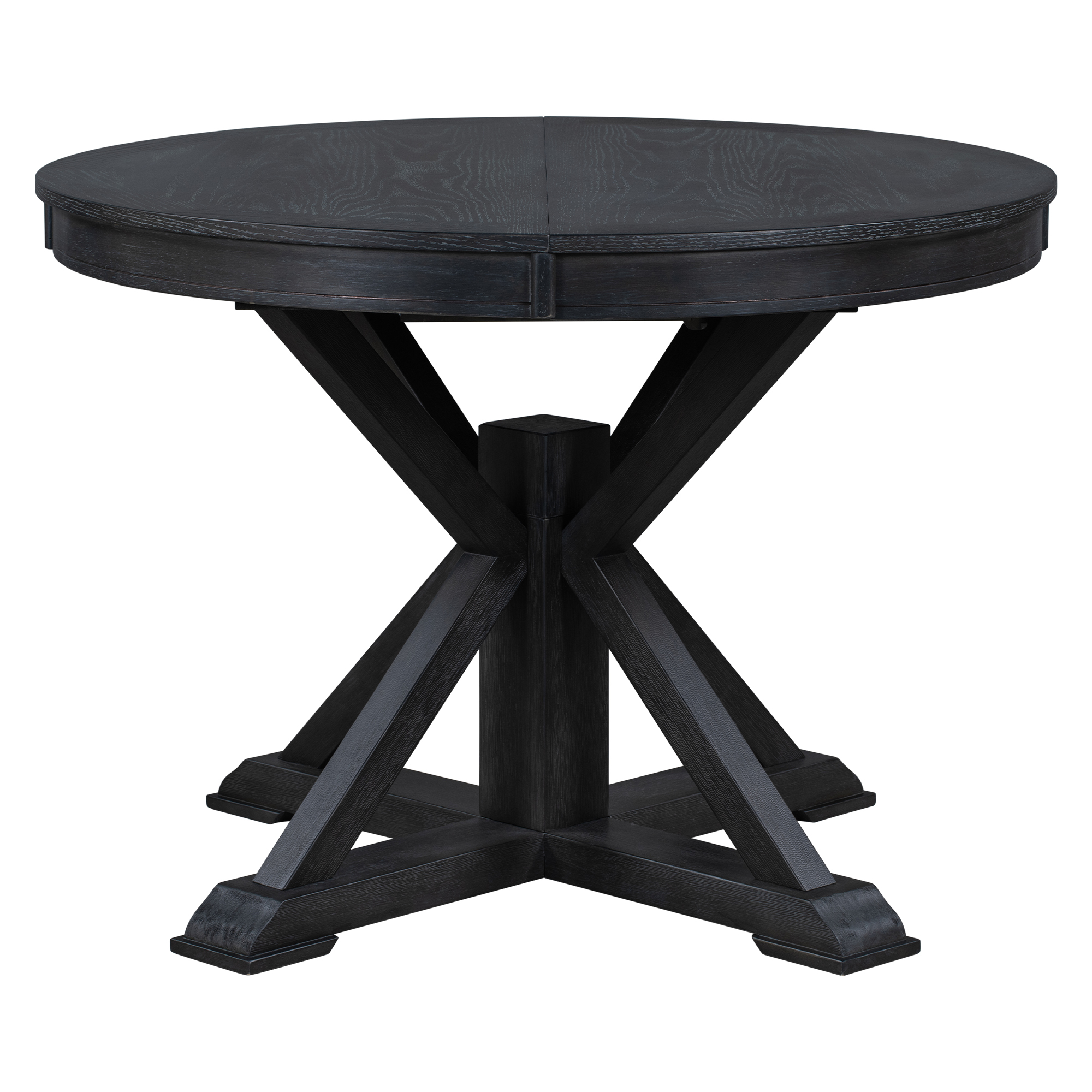 Euroco 42"-54" Extendable Round Dining Table for 4-6, Retro Oval Kitchen Table with Removable Leaves & Storage Shelf for Kitchen Dining Room & Small Apartments,Space Saving,Espresso