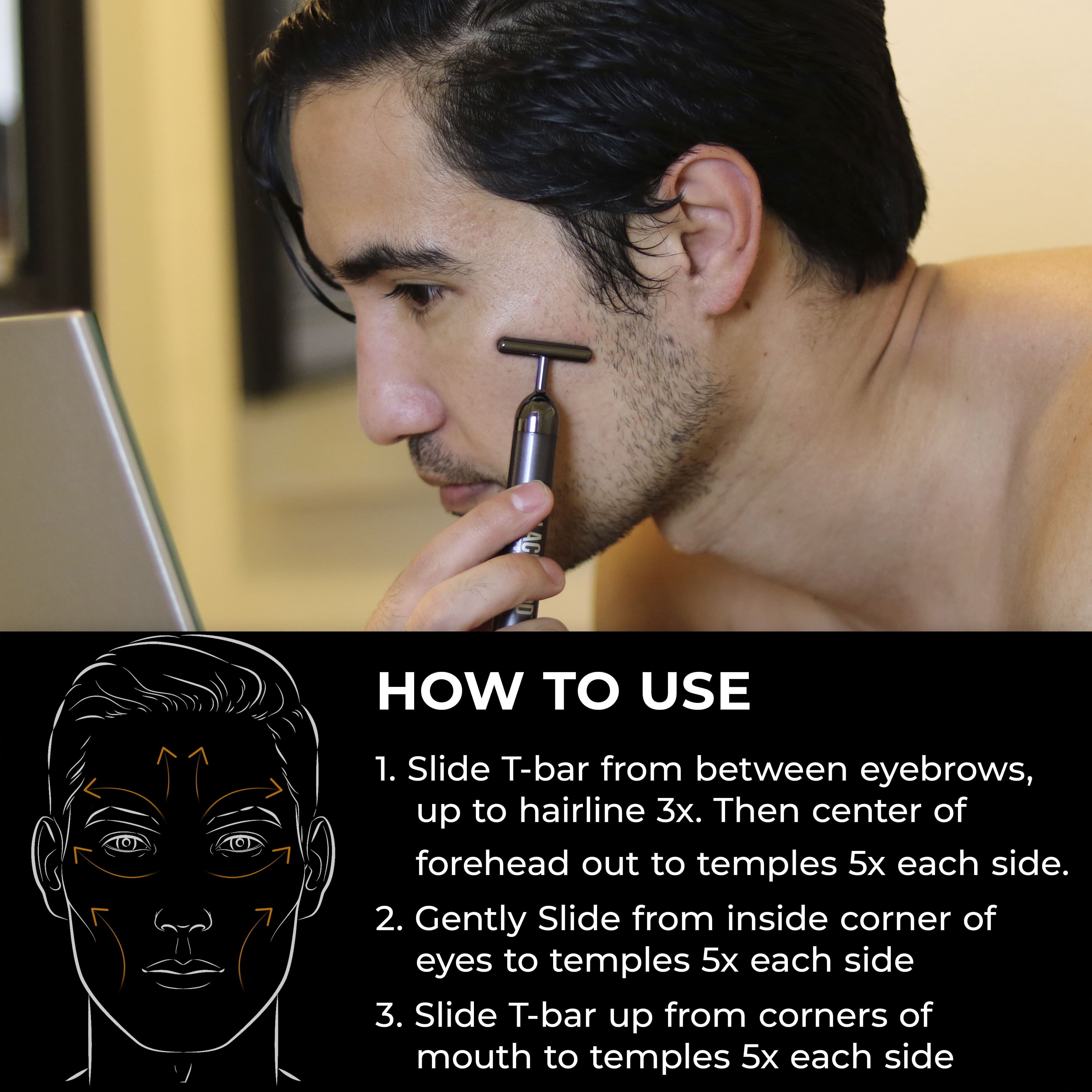 Blackwood For Men Eye Roller Facial Skincare Massager - Spa Jade Roller Alternative - Fights Puffy Eyes, Dark Circles, & Crow's Feet - Skin Tightening Self-Care Treatment