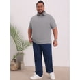 thumbnail image 2 of DARING DIVA Men's Big Tall Contrast Trim Short Sleeve Work Office Golf Shirts 3XL Gray, 2 of 7