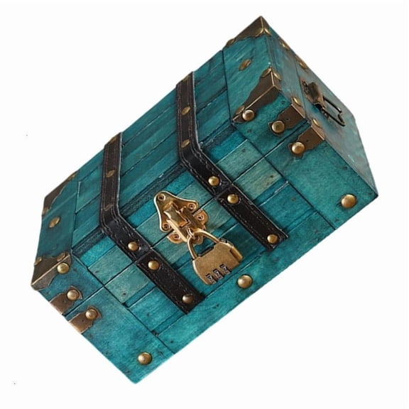 CEORPER Covered Wooden Storage Chest with Lock for Cards and Personal Items