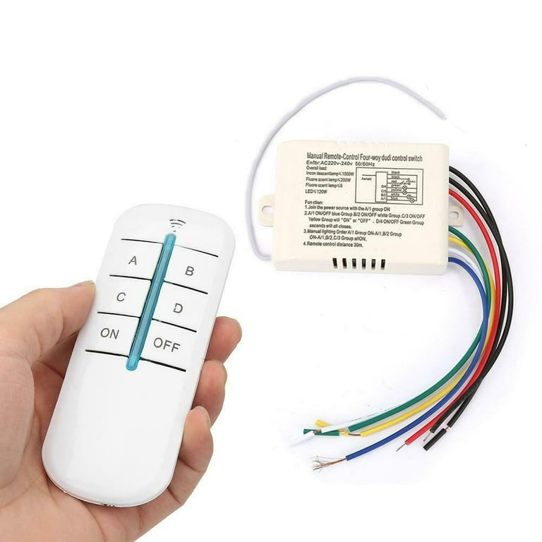 Manual Wireless Intelligent Remote Control Four-Way Led Lamp Switch,  220V,30m Remote Control Distance: : Tools & Home Improvement