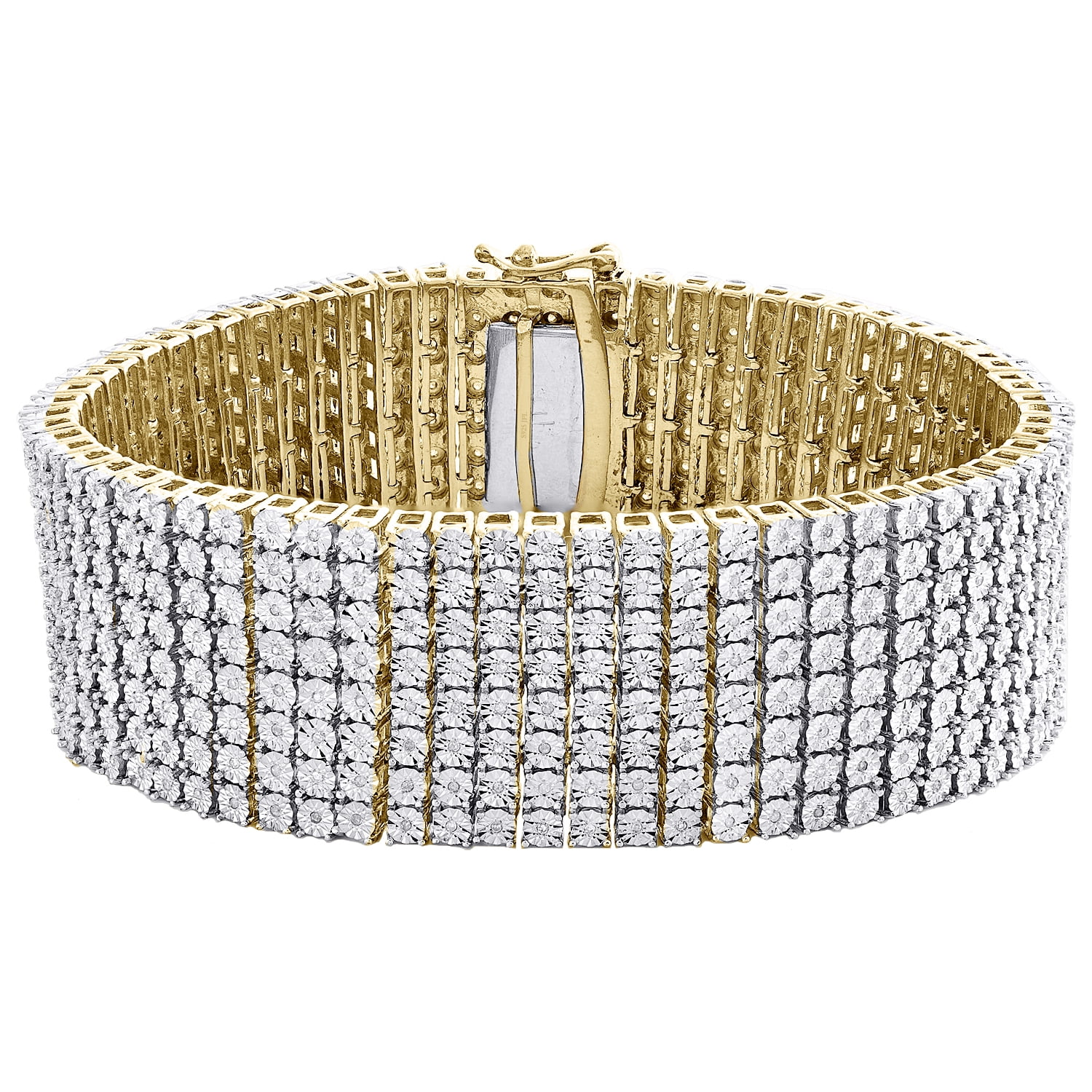 Bracelet Tennis Vintage Argent Sterling Plaqué Or – 7,25 Pouces (17,8cm) – 13,8g