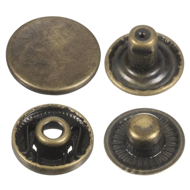 Uxcell 30Set Presilla de Botón de 15 mm, Cierre de Metal para Cuero, Bronce