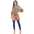 thumbnail image 5 of Sakkas Inna Colorful Shift Dress Tunic with Bell Ruffled Sleeves & Rhinestones - SCW162-White - One Size, 5 of 5