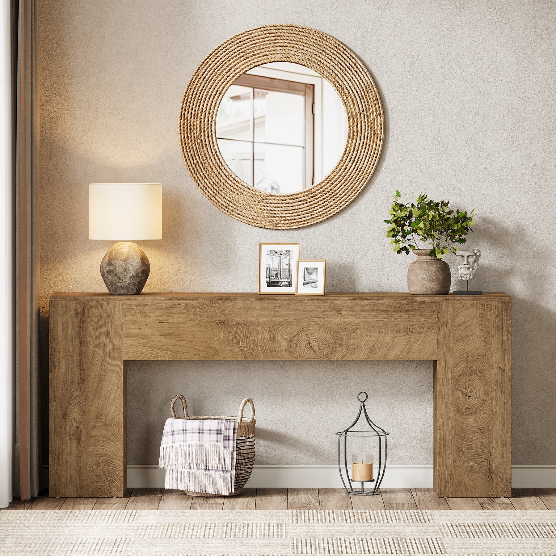 Tribesigns 71-inch Long Console Table for Entryway, Farmhouse Sofa Console Behind Couch, Entry Table for Hallway, Light Brown