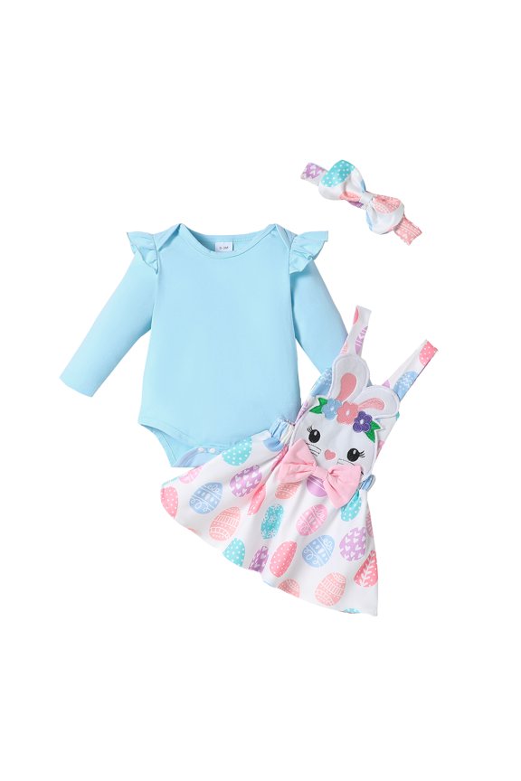 Baby Girls Romper and Skirt Clothing Sets Easter Rabbit Skirt and Headband