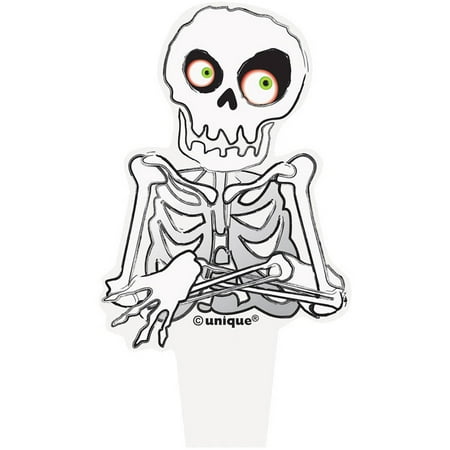 Plastic Skeleton Halloween Cupcake Toppers, 3.5in, 12ct