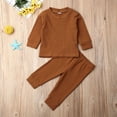 thumbnail image 2 of xiaxaixu Ensemble T-Shirt Col Rond + Pantalon Long Uni pour Bébé, 2 of 5