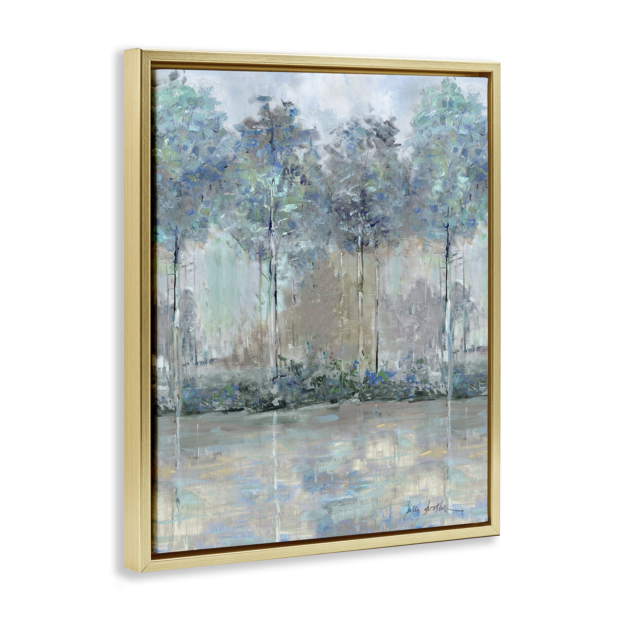 Stupell Industries Subdued Impression of Trees Gold Framed Floater Canvas Wall Art, design by Sally Swatland