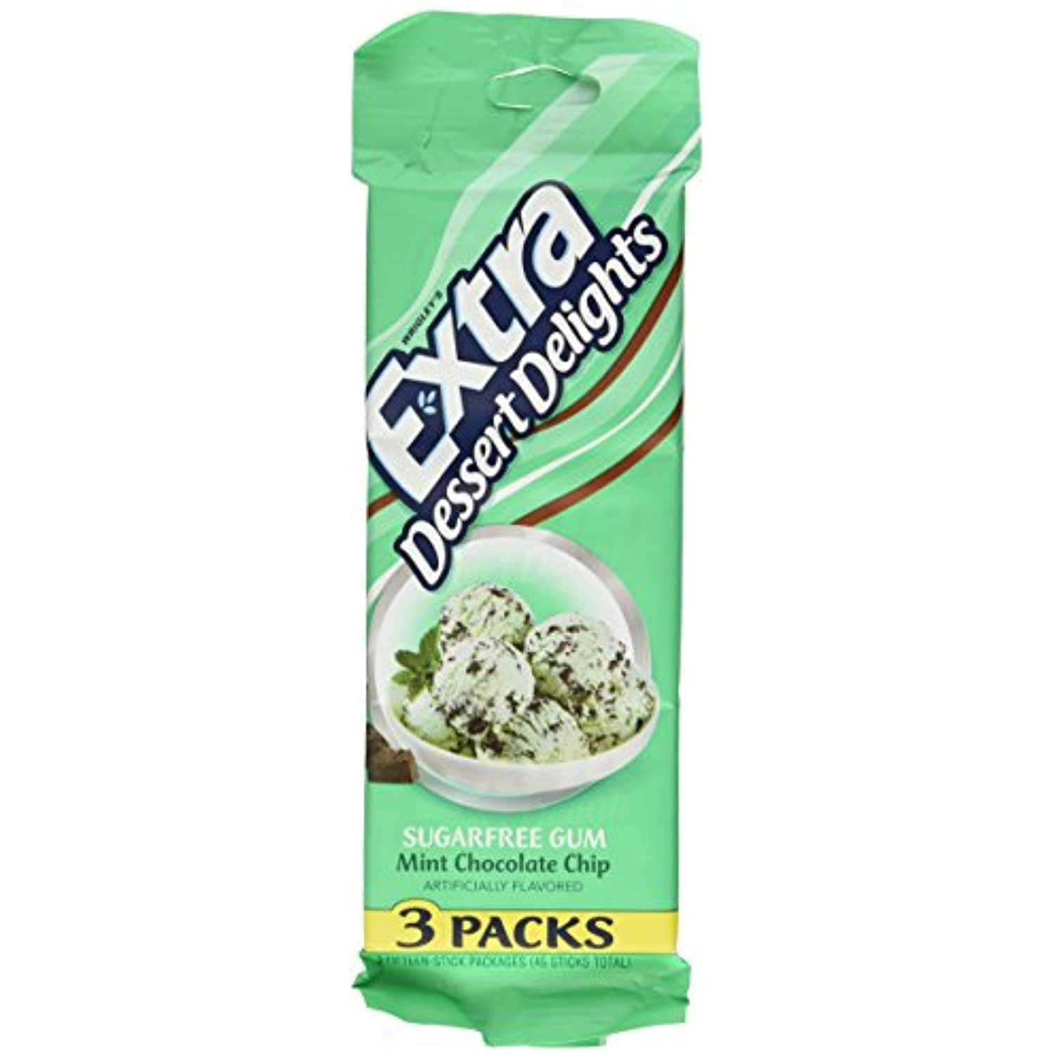 Extra Dessert Delights Sugar Free Mint Chocolate Chip Chewing Gum (Two