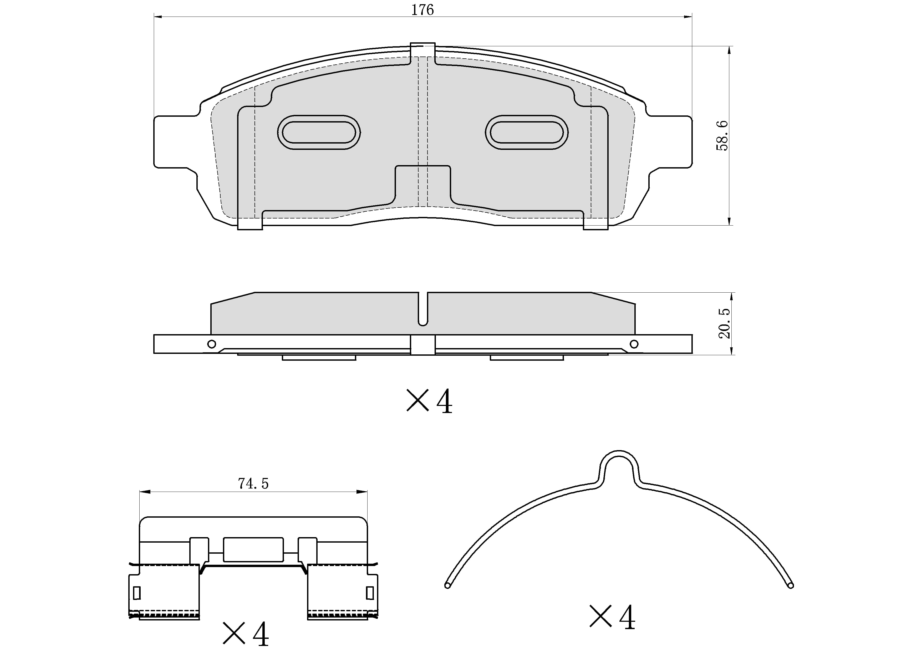 Ultra HC 1000 Brake Pad Set, Front HC10.1083.0.F, Ford F-150 2009-2004