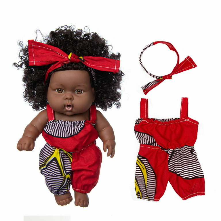 Sehao Black African Black Baby Cute Curly Black 8-Inch Vinyl Baby