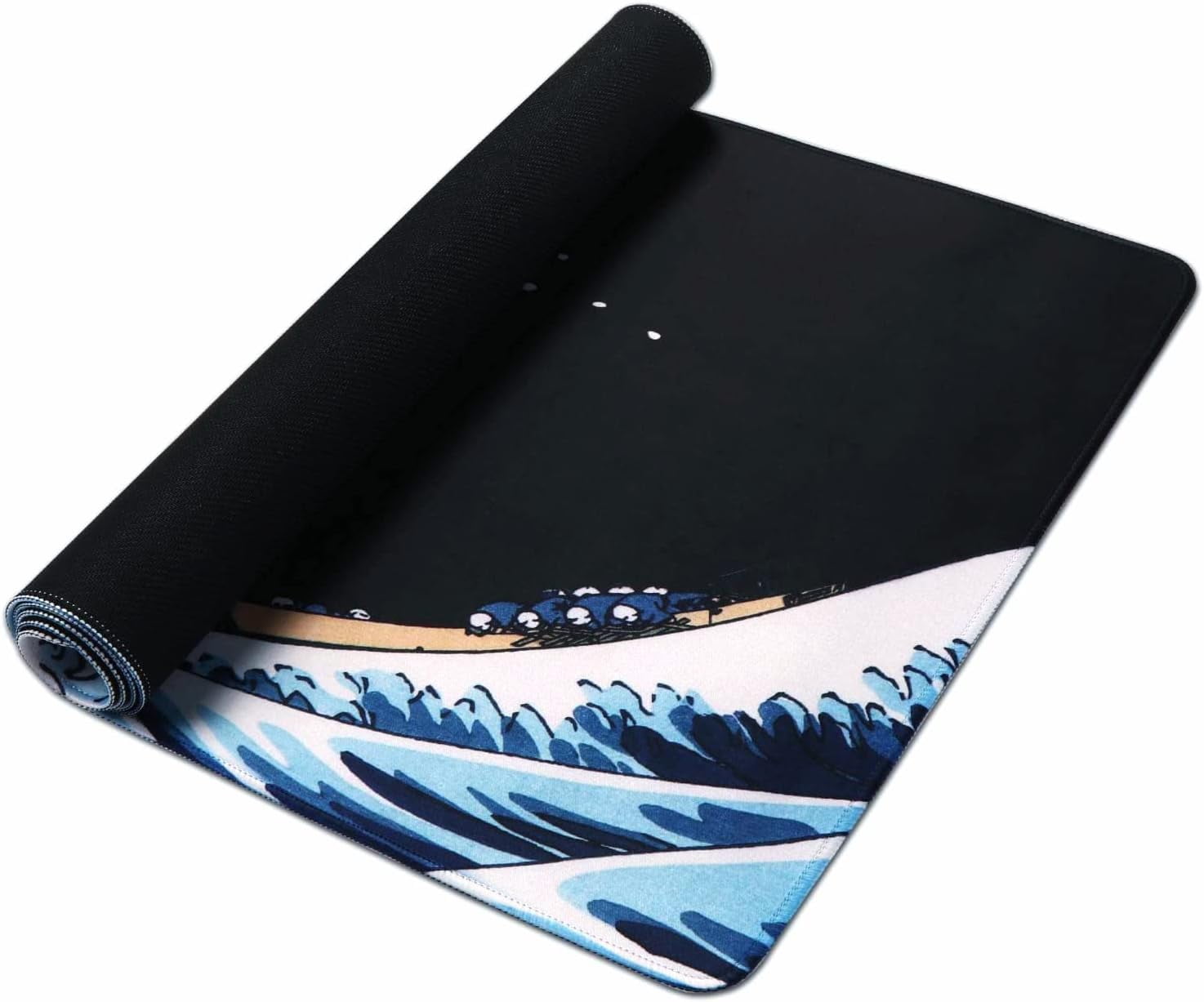 Japanese Sea Wave Large Mouse Pad, Extended Gaming Mouse Pad, Non-Slip Water-Resistant Rubber Base Desk Mat, 35.1x15.75inch XXL Large Anime Mouse Pad for Desk Computer