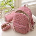thumbnail image 6 of Quilted Gingham Floral 3 Piece Backpack Set, Lightweight Soft Plaid Laptop Daypack with Matching Crossbody Bag & Storage Pouch for Daily Commute Weekend Travel, 6 of 8