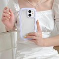 thumbnail image 2 of Wave Frame Clear Case for iPhone 11 6.1 inch Case Clear,Cute Wave Frame Slim Fit Shockproof Phone Bumper Cover Translucent Soft Pretty Anti-Scratch TPU Case - Purple, 2 of 13