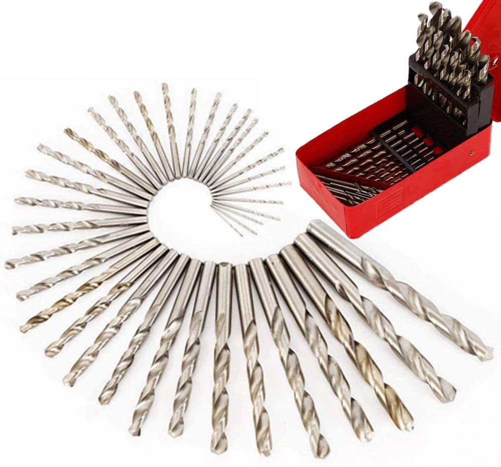38Pcs HSS Twist Drill Bit Set High Speed Steel Drilling Bit Kit Metric