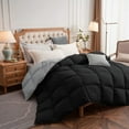 thumbnail image 2 of Ayanshi Bedding Comforter Oversized Queen, Duvet Insert, Quilted Comforter with Corner Tabs, Lightweight Quilt, Down Alternative Hotel Comforter Oversize Queen 98X98 Black/Silver Gray, 2 of 9