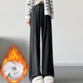 thumbnail image 2 of Wide Leg Fleece Lined Pants Womens Thick Warm Cotton Loose Sweatpants Drawstring Elastic Waist Winter Loungewear (XX-Large, Dark Gray), 2 of 5