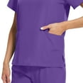 thumbnail image 3 of MLQIDK Women Scrubs Sets Plus Size Nurse Uniforms Petite V Neck Scrub Pants and Tops Medical Uniforms Scrubs with Pockets Purple L, 3 of 7