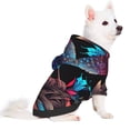 thumbnail image 2 of Goofa Artistic Colorful Bird Pattern Small Dog Sweater Hoodies Pet Grey Hooded Soft Fleece Sweatshirts with Pocket Fall Winter Puppy Cat Sweaters Warm Clothes-Medium, 2 of 8