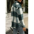 thumbnail image 4 of Maskion Womens Casual Plaid Shacket Button Down Long Sleeve Shirt,S Green, 4 of 5