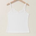 thumbnail image 2 of Wensltd Women Summer Breathable Lace Patchwork V Neck Cami Tank Top Soft Sleeveless Basic Layering Inner Wear Casual Daily Comfort Top White, 2 of 9