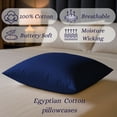 thumbnail image 4 of Amay Organic Cotton Pillowcases, Set of 2 Soft & Breathable 500TC Luxury Classic Weave Pillow Covers, King Size, Cooling & Durable Hotel Quality Bedding Essentials, Navy Blue, 4 of 7