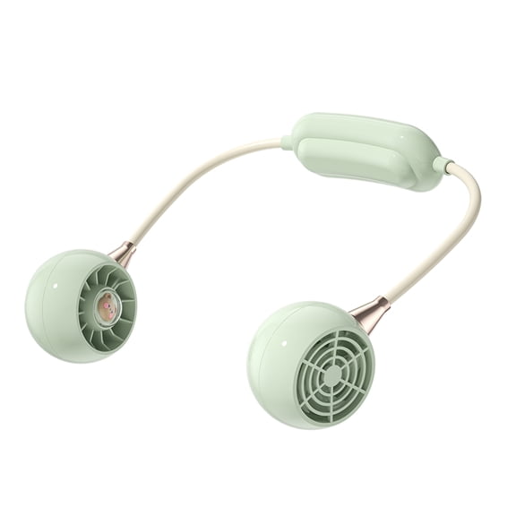 Neck Electric Fan 3 Wind Speed Adjustable Neck Hanging Fan Low Noise Portable Mini Electric Fan USB Charging Neck Fan Rotatable Neckband Fan for Students Summer Outdoor Travel Cooling Light Green