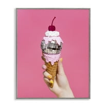 Stupell Industries Glam Disco Ice Cream Food & Beverage Painting Gray Framed Art Print Wall Art, 11 x 14