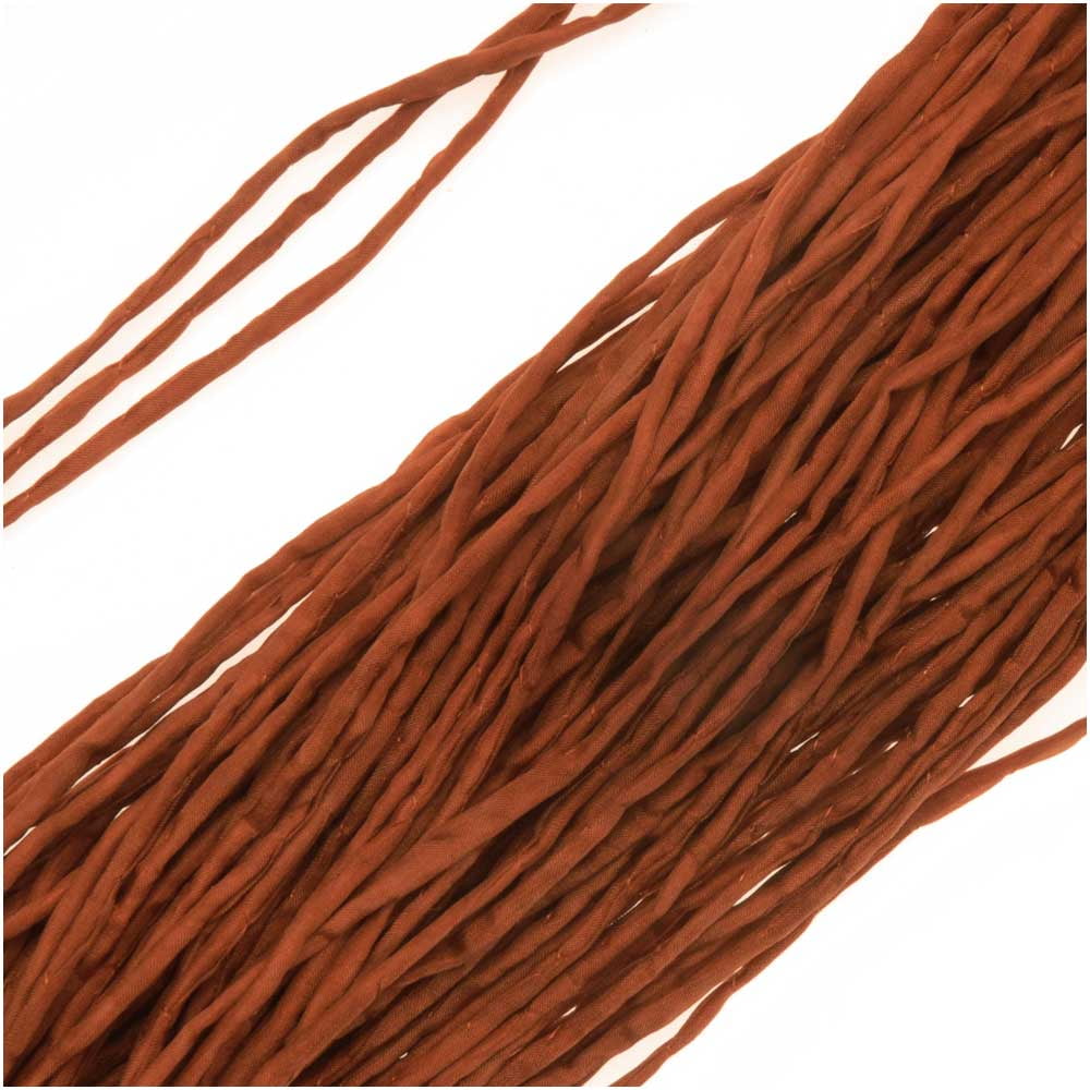 Silk Fabric String, 2mm Diameter, 42 Inches Long, 1 Strand, Dark Rust Copper