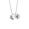 thumbnail image 2 of Delight Jewelry Silvertone Large ''Big Sister'' Heart with Clear Crystal Silvertone Script Initial Disc - F - Charm Necklace, 20"+3", 2 of 4