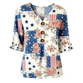 thumbnail image 3 of WHEANG 2026 Fashion American Flag Star Patch Collar 3/4 Sleeve V Neck Shirt | USA 250th Independence Day Patriotic Casual Blouse for Women, Fourth of July Patriotic Top(Color White Size 5XL), 3 of 4