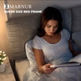 thumbnail image 4 of MARNUR Queen Size Bed Frame with Linen Fabric Adjustable Upholstered Headboard, Wooden Slats Support, Gray, 4 of 11