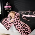 thumbnail image 4 of meiyoeat Cheetah Pattern Monogrammed C 7-Piece Twin Bedding Sets For Kids,Pink Leopard Print Bow Bedding Comforter Set For Girls,pink Reversible, 4 of 7