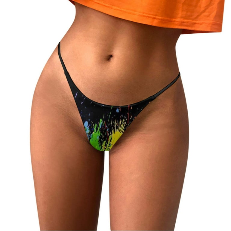 ZMHEGW Underwear Women Tummy Control Thong Fashion Print Comfortable Low  Waist Period Panties 